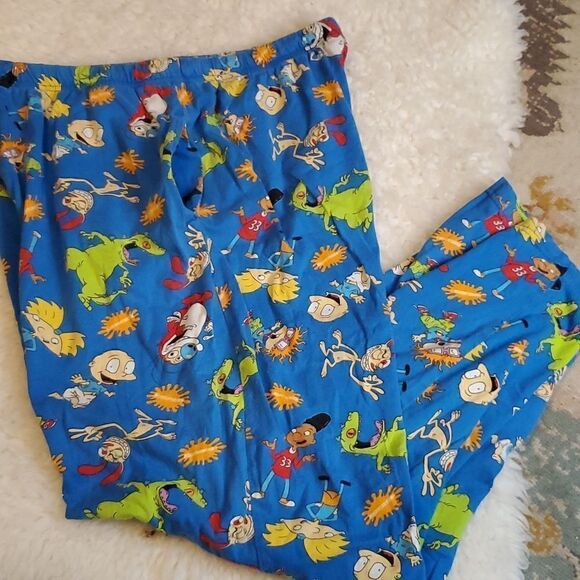 Nickelodeon Cartoon Ren Stimpy Reptar The Rugrats Tommy Chuckie Lounge Pants - Picture 6 of 8